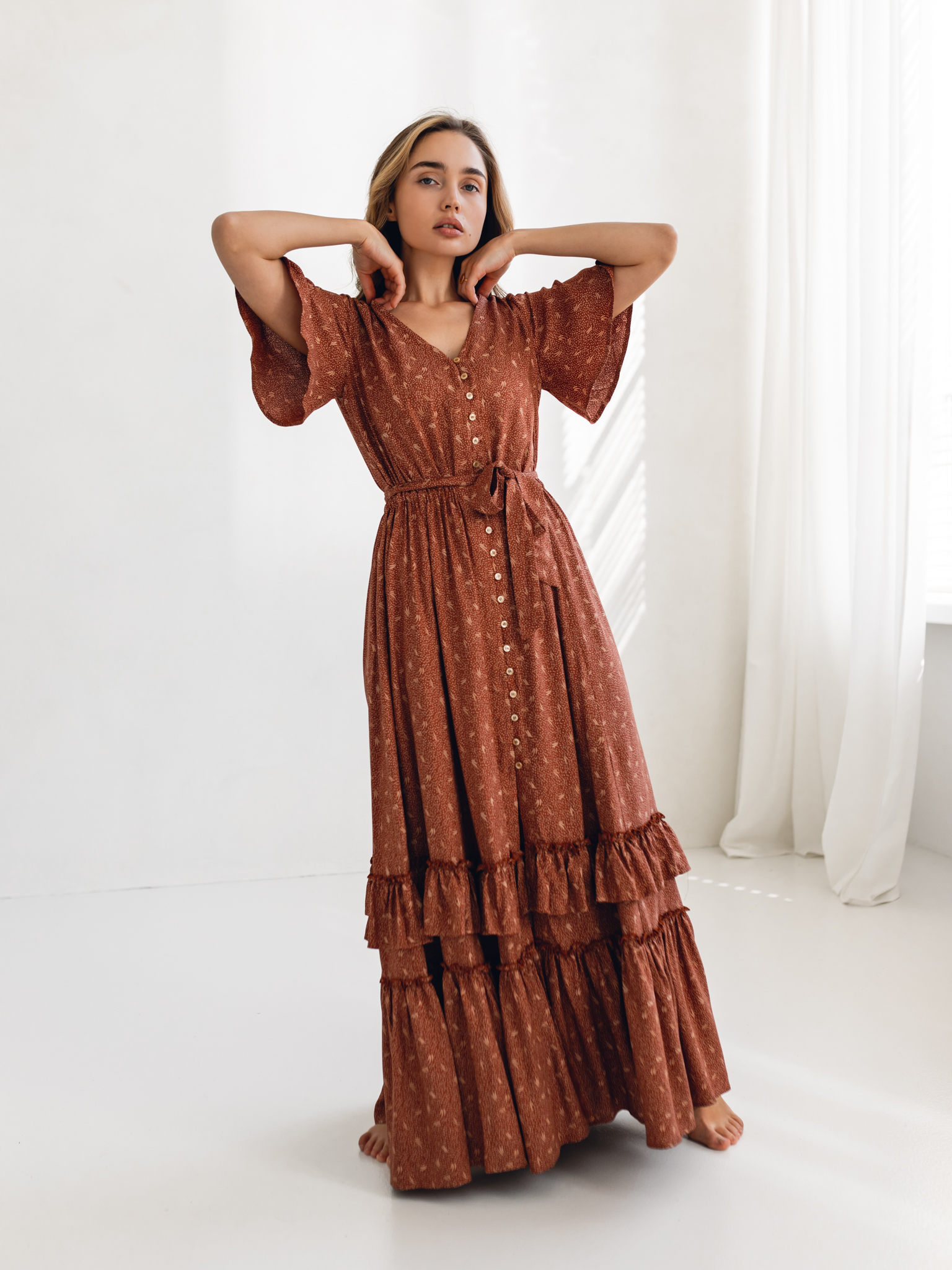 Sukienka maxi brązowa Sunset Dream