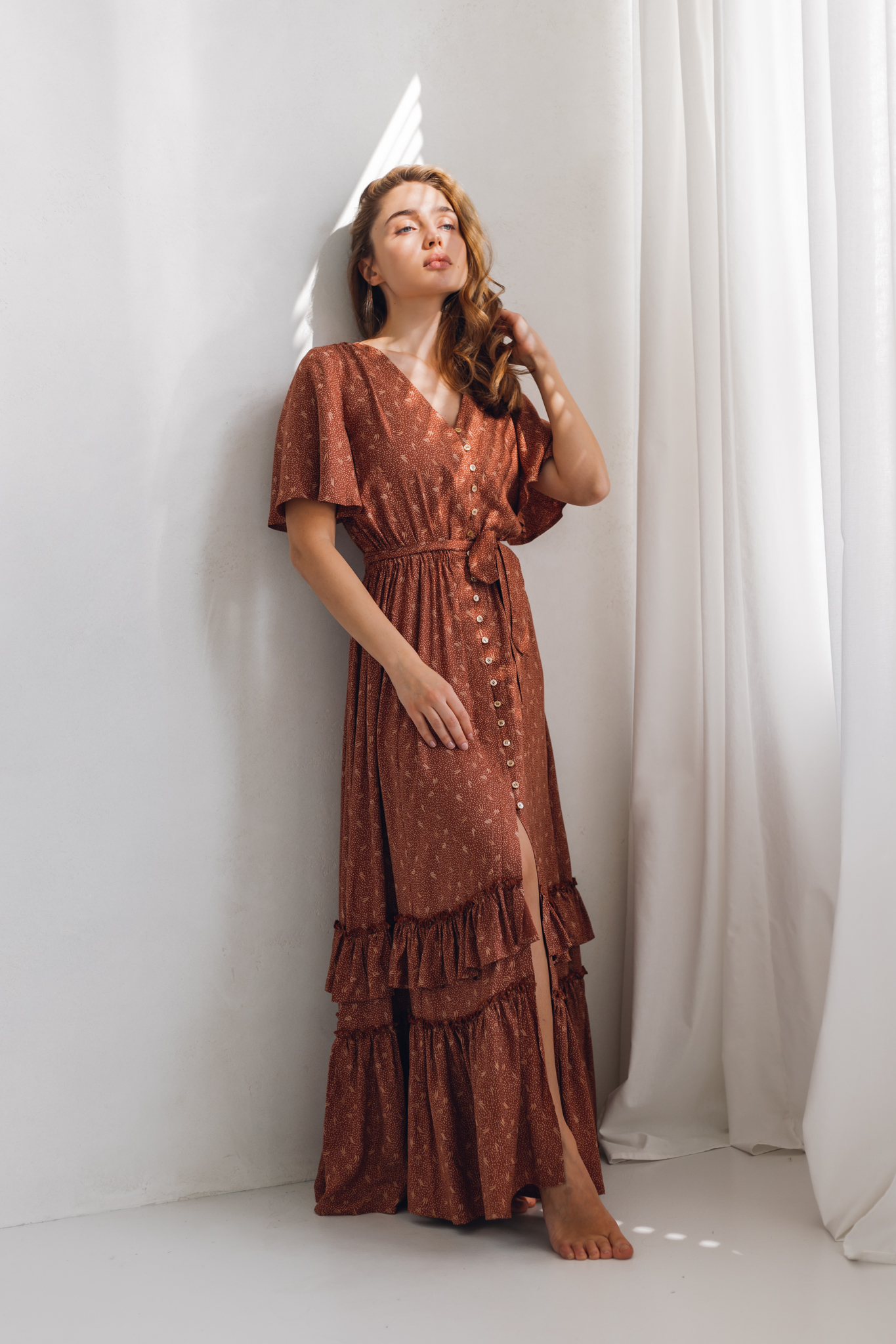 Sukienka maxi brązowa Sunset Dream