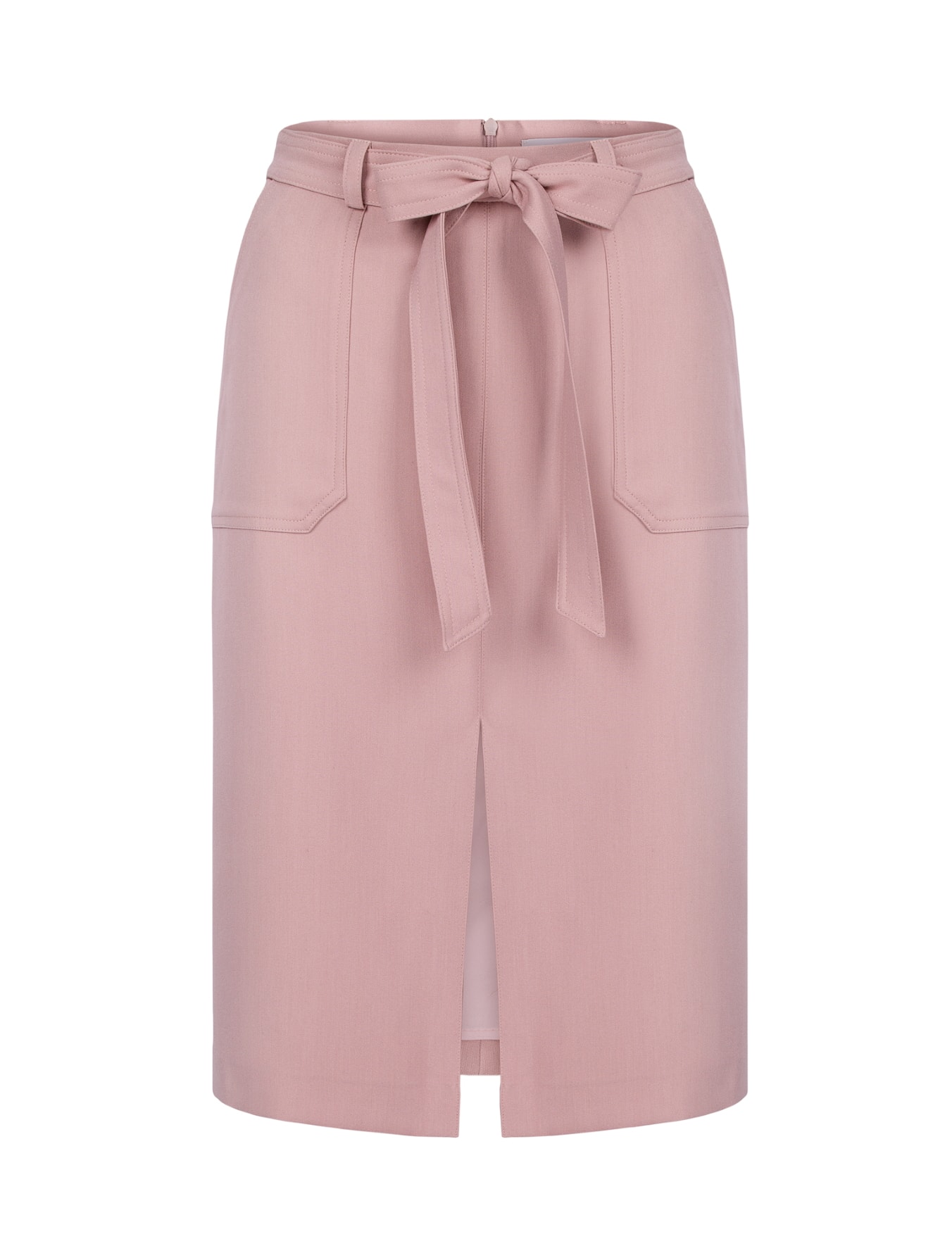 Ołówkowa spódnica z rozcięciem pudrowy róż Cuks