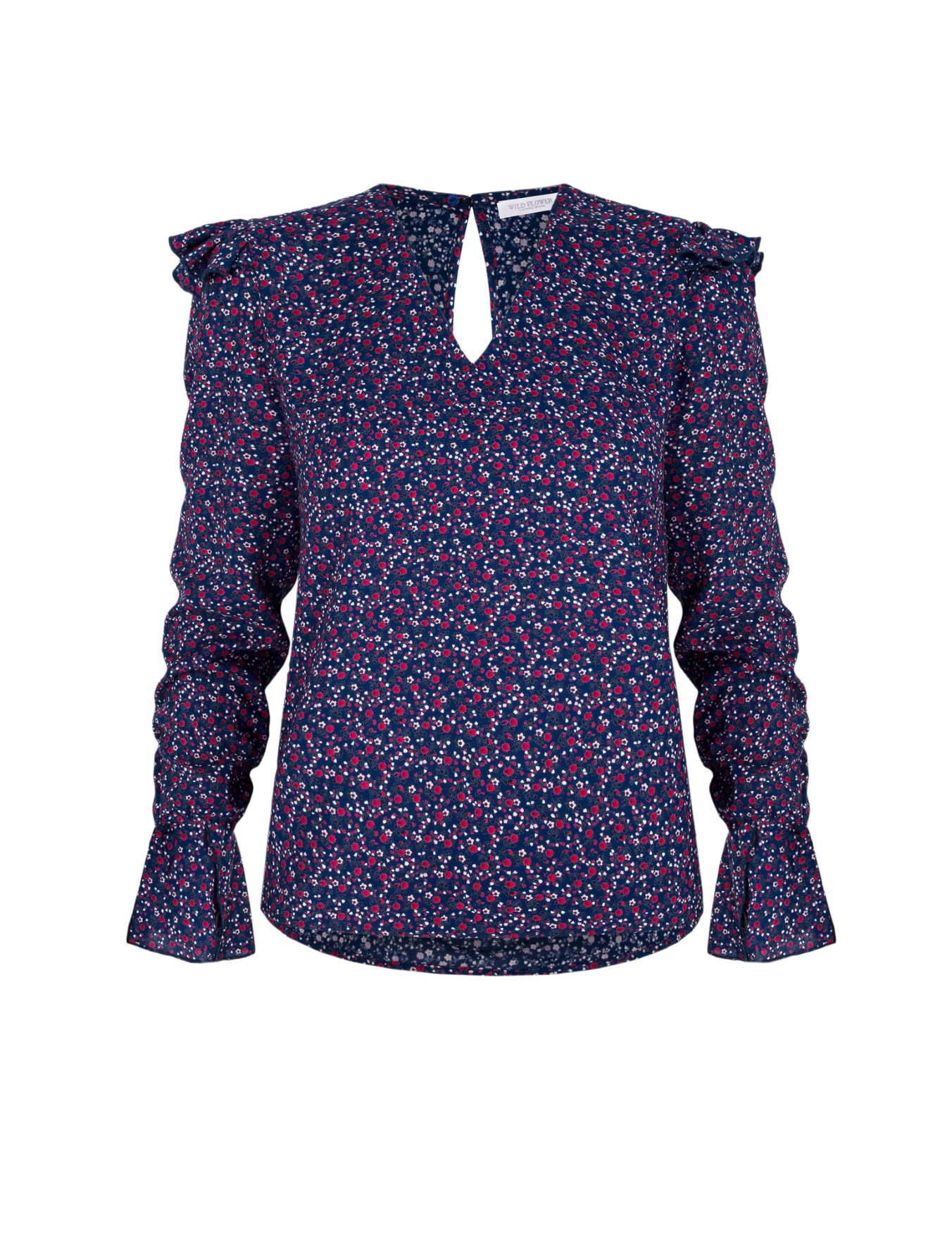 Granatowa damska bluzka w kwiatki Boho Chic