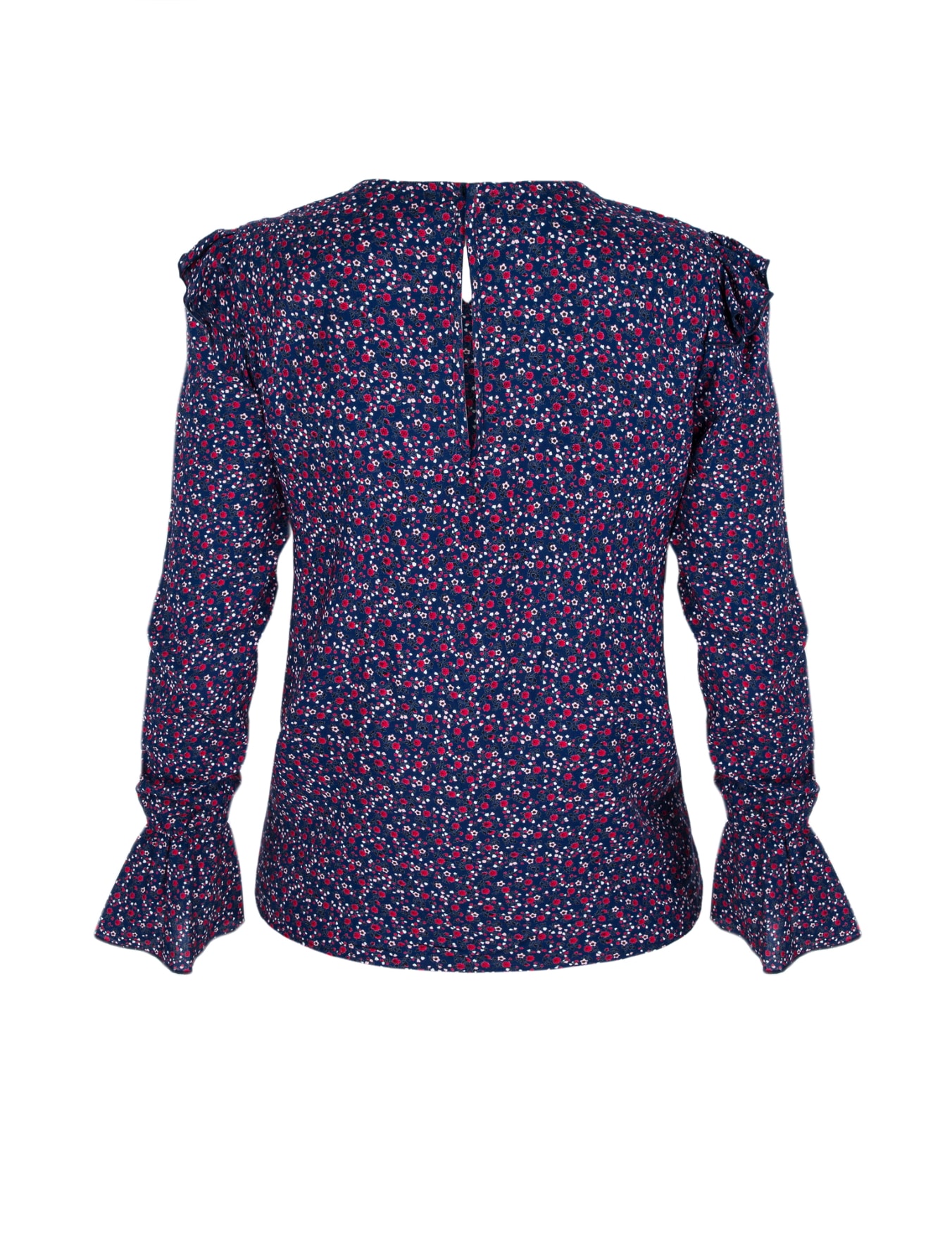 Granatowa damska bluzka w kwiatki Boho Chic