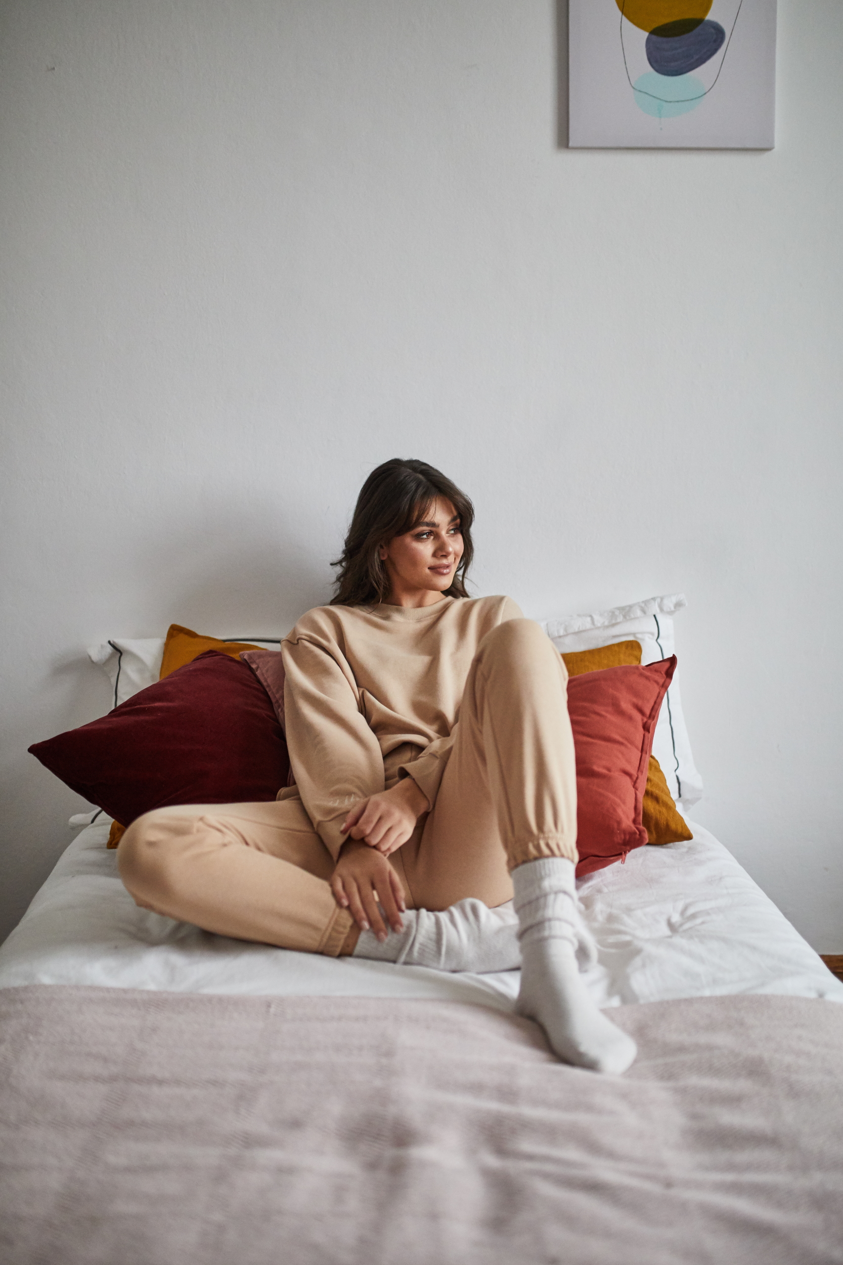 Damskie spodnie dresowe high waist Caffe Latte