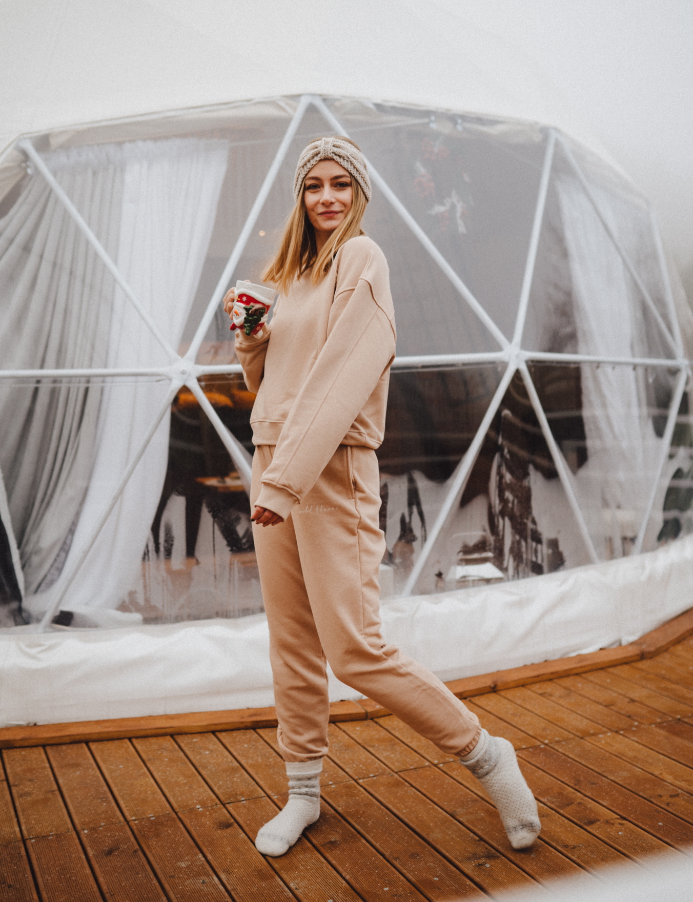 Damskie spodnie dresowe high waist Caffe Latte