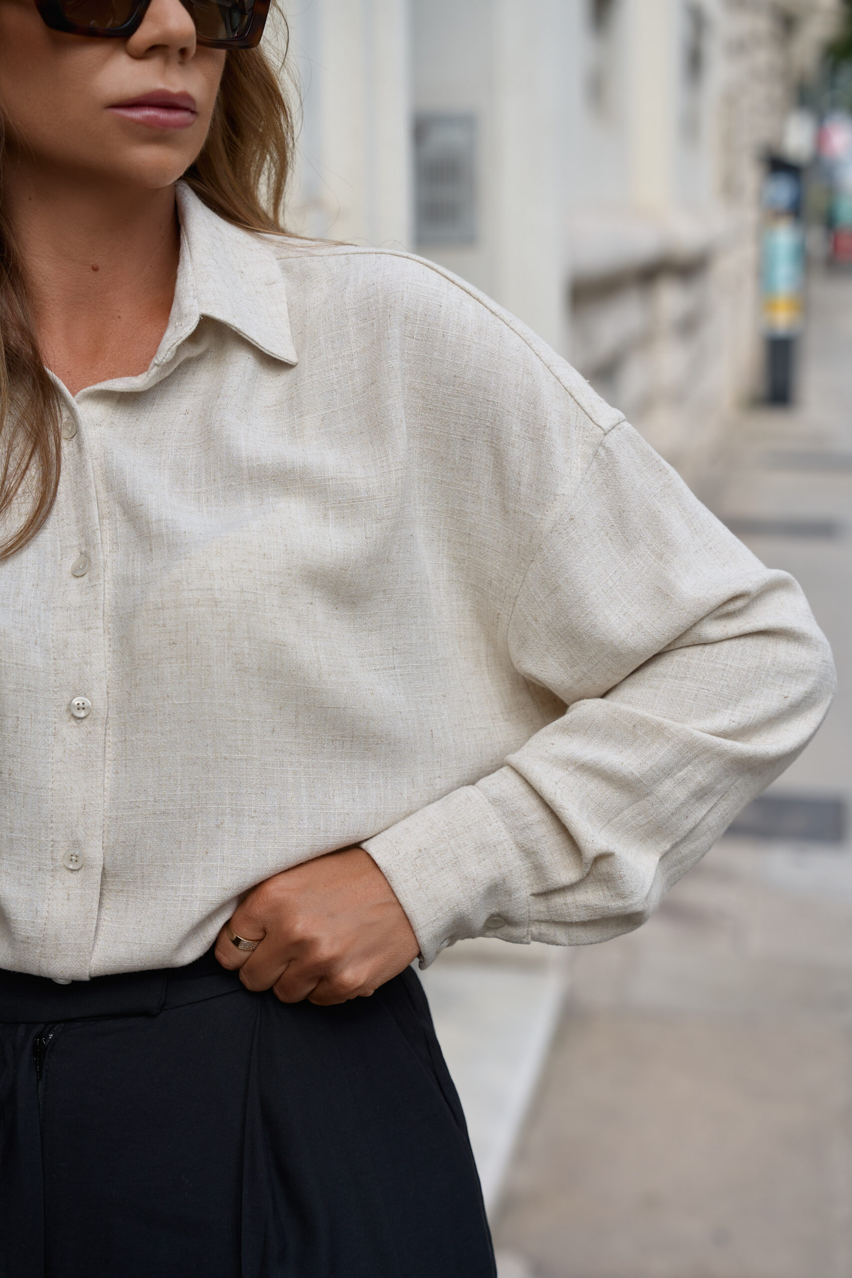 Koszula damska beżowa lniana Sand Shell