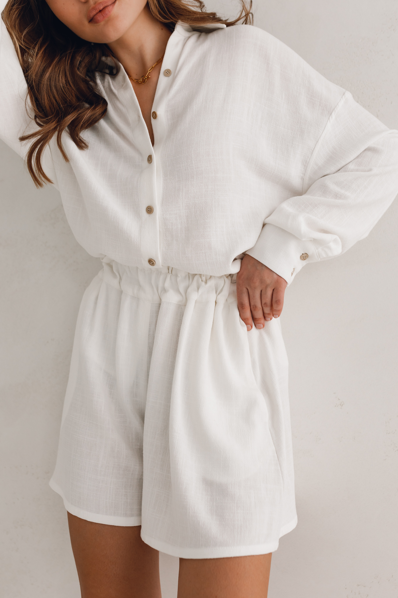 Białe boho szorty White Pearl