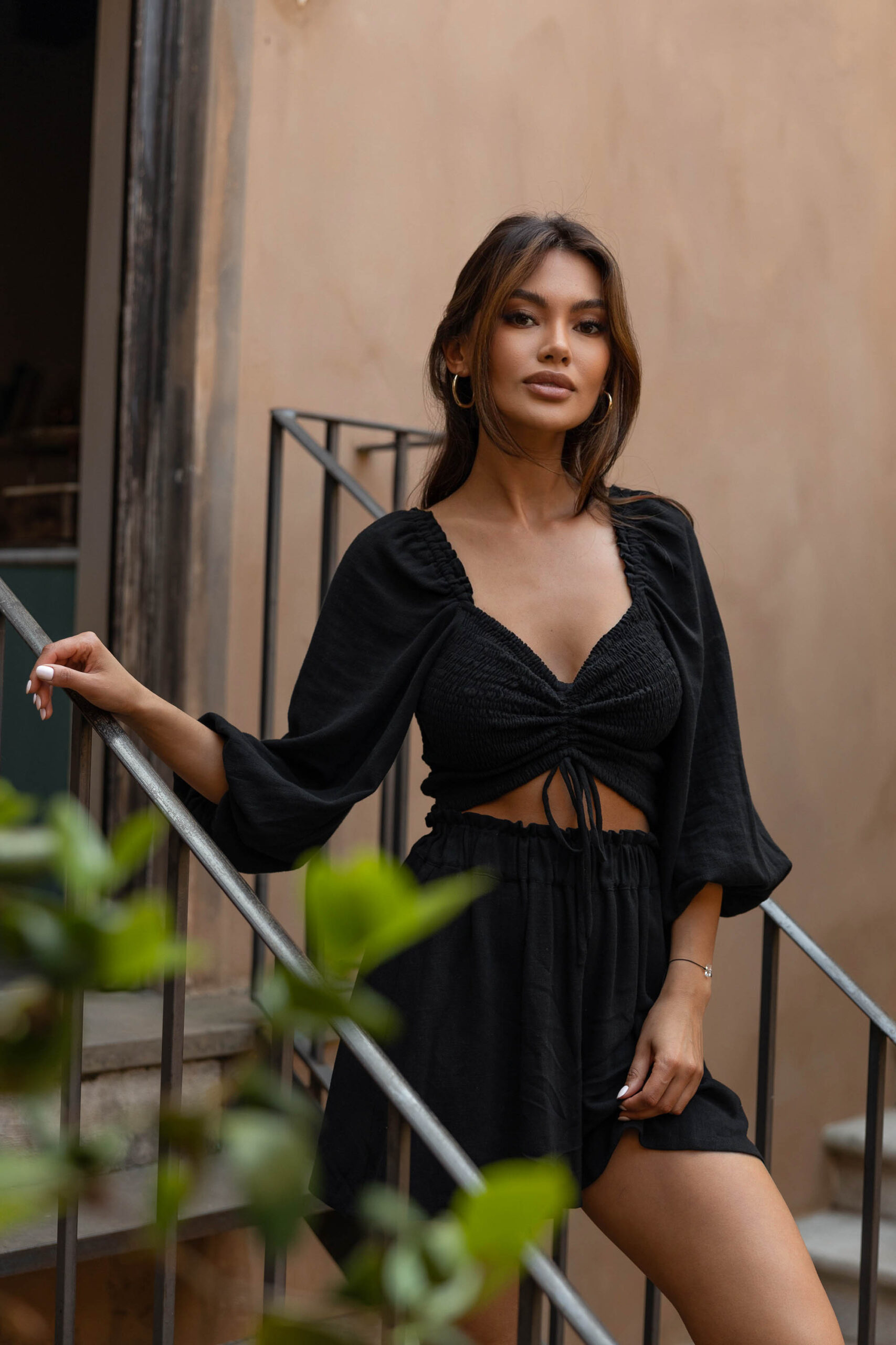 Top + szorty czarny komplet na lato Black Pearl