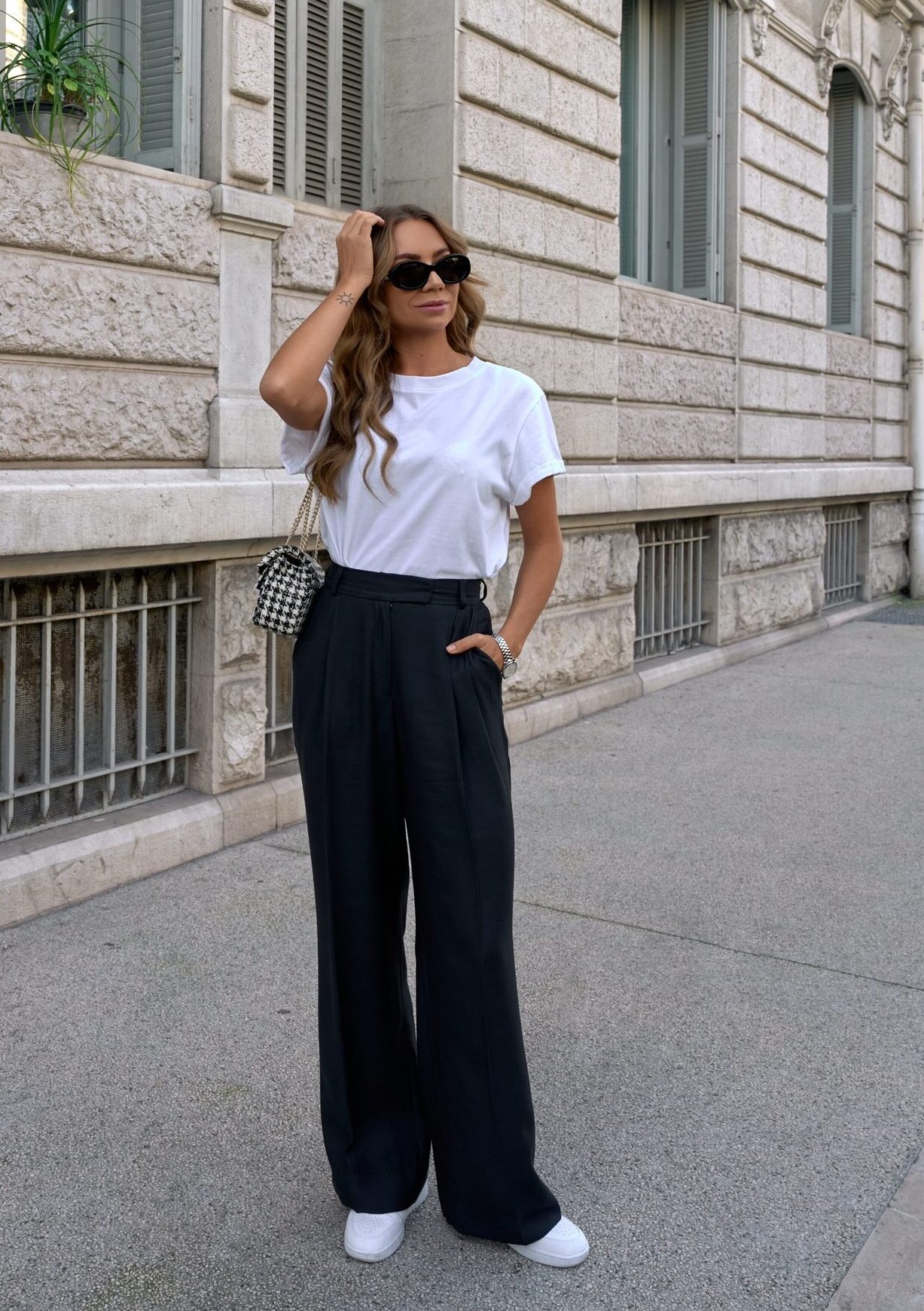 Czarne szerokie spodnie Wide Leg Luna