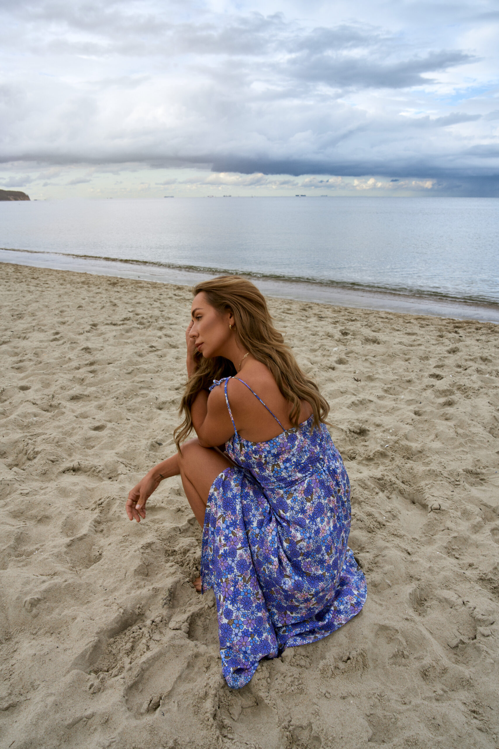 Niebieska sukienka boho na ramiączkach Juliette